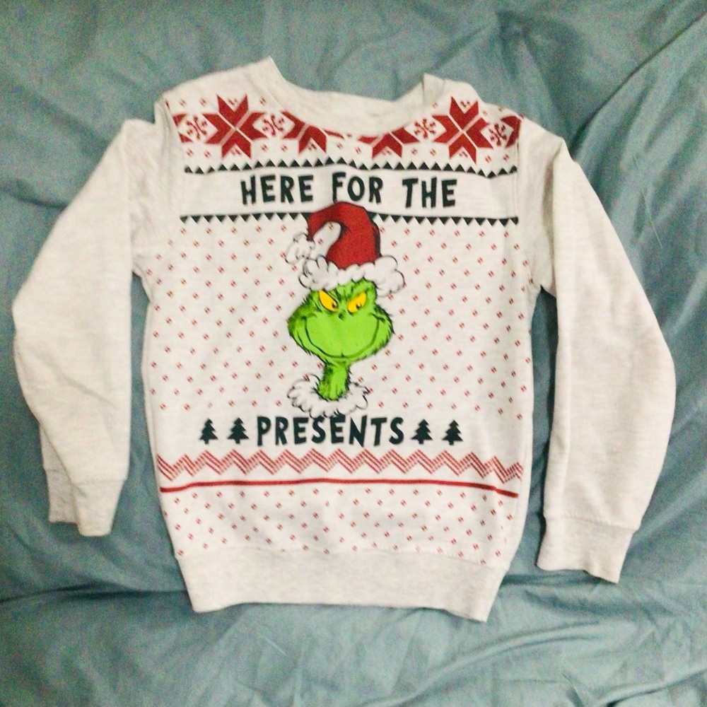 Dr. Seuss White and Red Grinch Kids Sweatshirt
